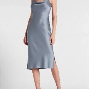 Express Silver Satin Dress- SMALL